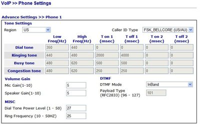 Phone settings advanced